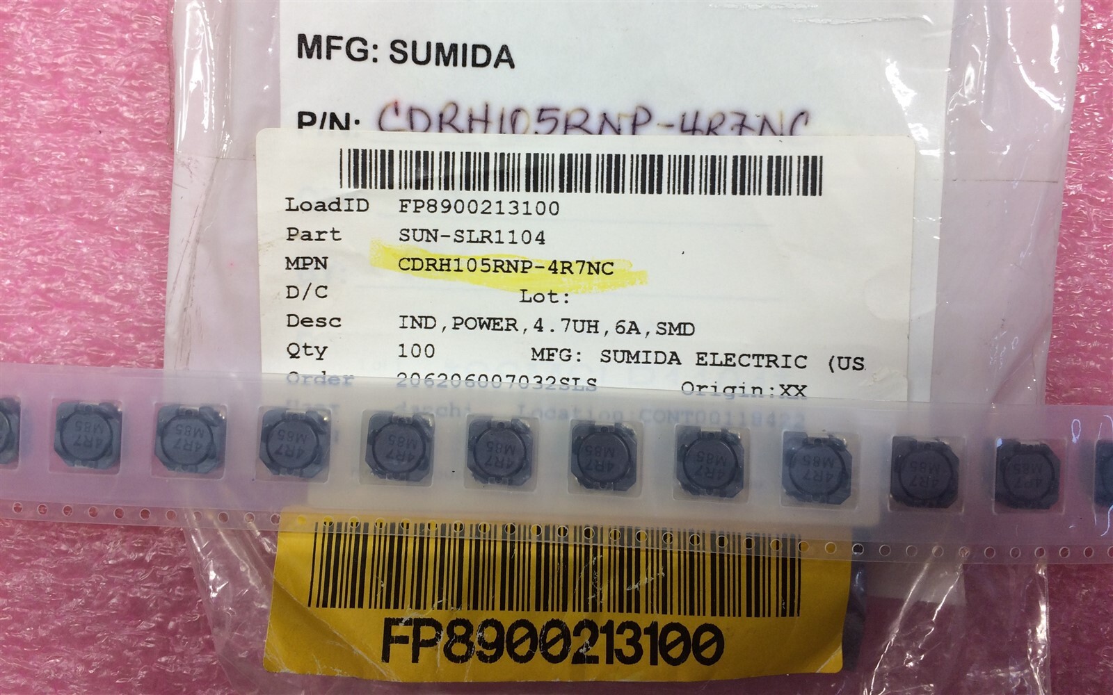 CDRH105RNP-4R7NC FIXED IND 4.7UH 6.1A 12.3 MOHM SMD 10 PIECES