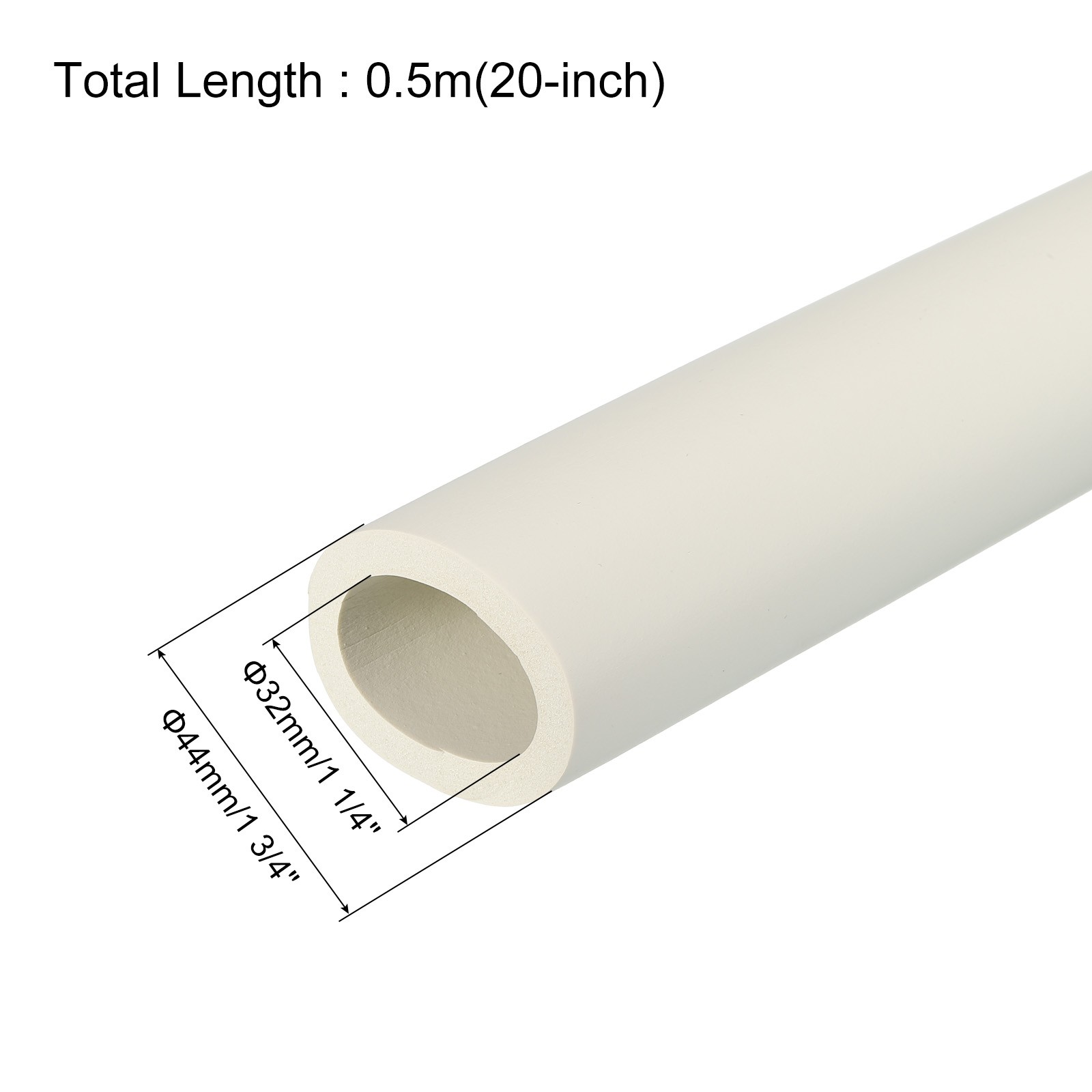 Foam Grip Tubing Handle Grip 32mm ID 44mm OD 20″ White