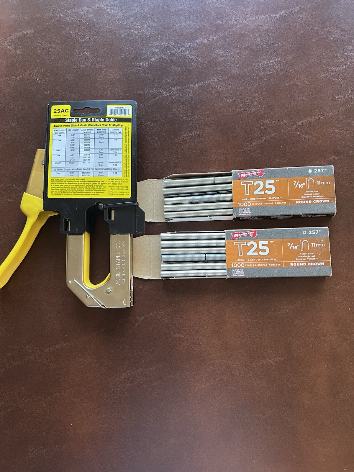 Bundle NEW ACME 25AC Heavy Duty Staple Gun & 2 Boxes Of ARROW T25