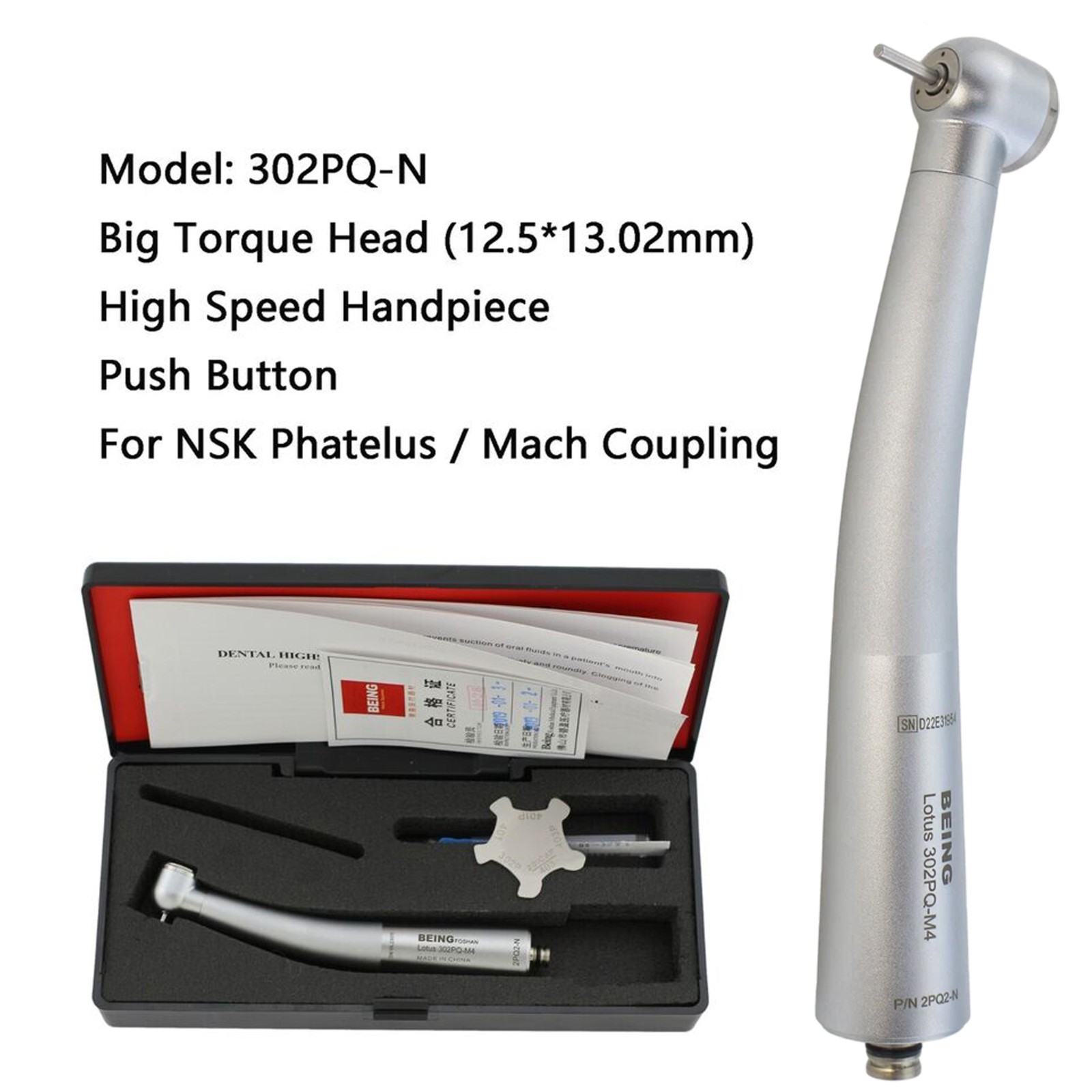 BEING Dental Turbine High Speed Fiber Optic LED Handpiece NSK Phatelus Coupler