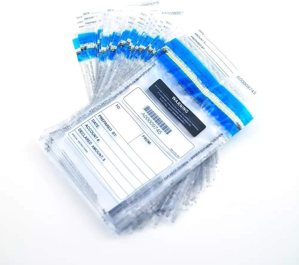 Clear Tamper Evident Deposit Bags 6X9 Inches Self Sealing Waterproof 100 Pack