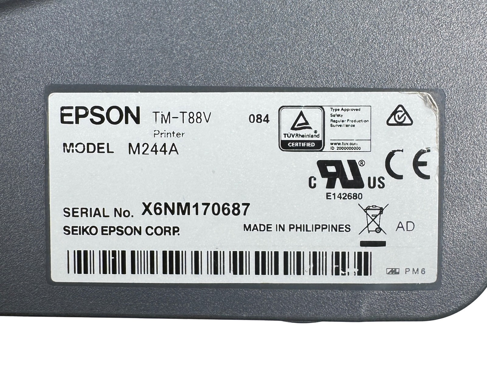 REFURBISHED Epson TM-T88V POS Compact Thermal Receipt Printer USB Serial Square