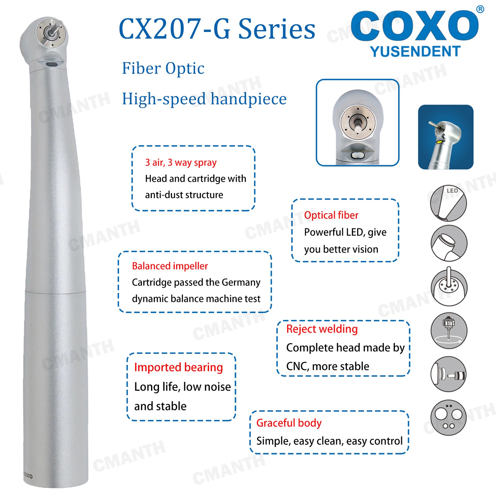 COXO Dental High Speed Handpiece Fiber Optic LED Coupler Bulb ForKAVO/NSK/Sirona