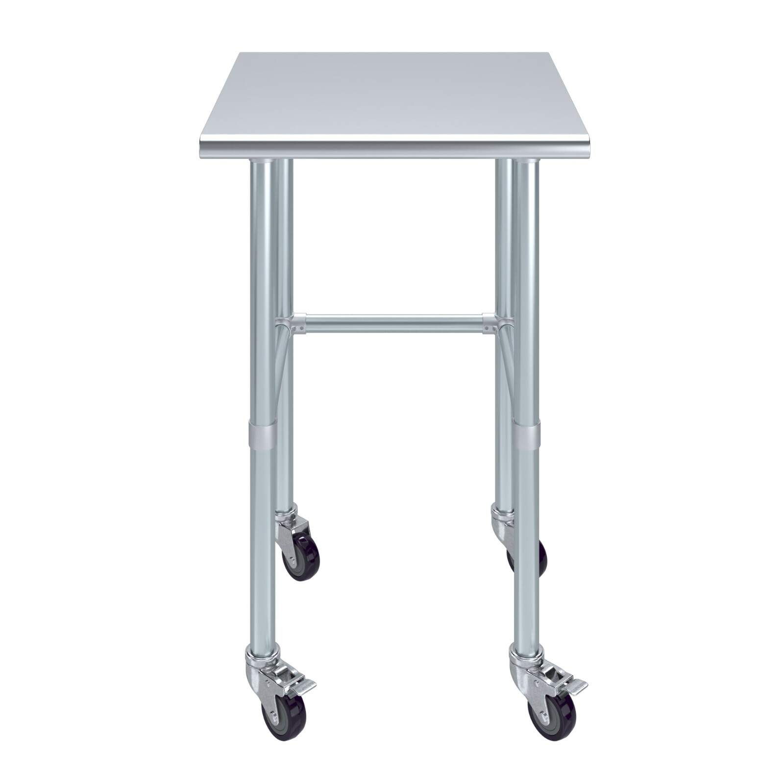 24 in. x 24 in. Stainless Steel Work Table Open Base & Wheels | Mobile Table