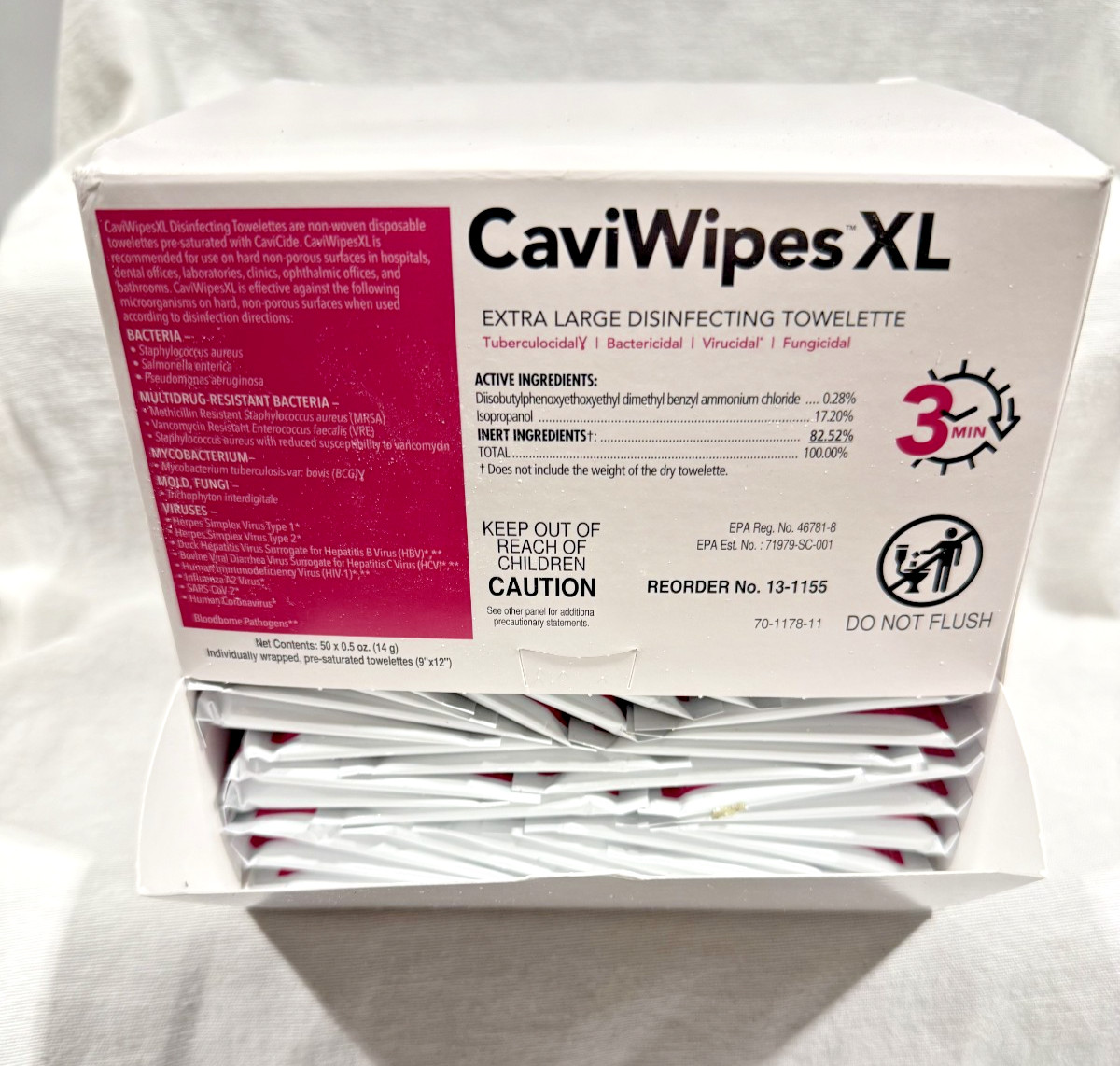 Metrex CaviWipes XL Disinfecting Wipes 50 Count Canister Hospital Medical New