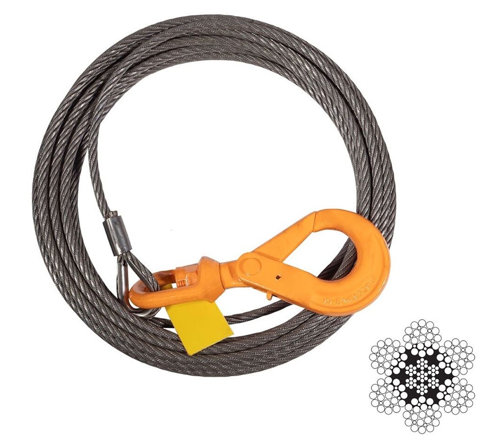 1/2″ x 75′-150′ Wire Rope Steel Winch Cable with Locking Swivel Hook