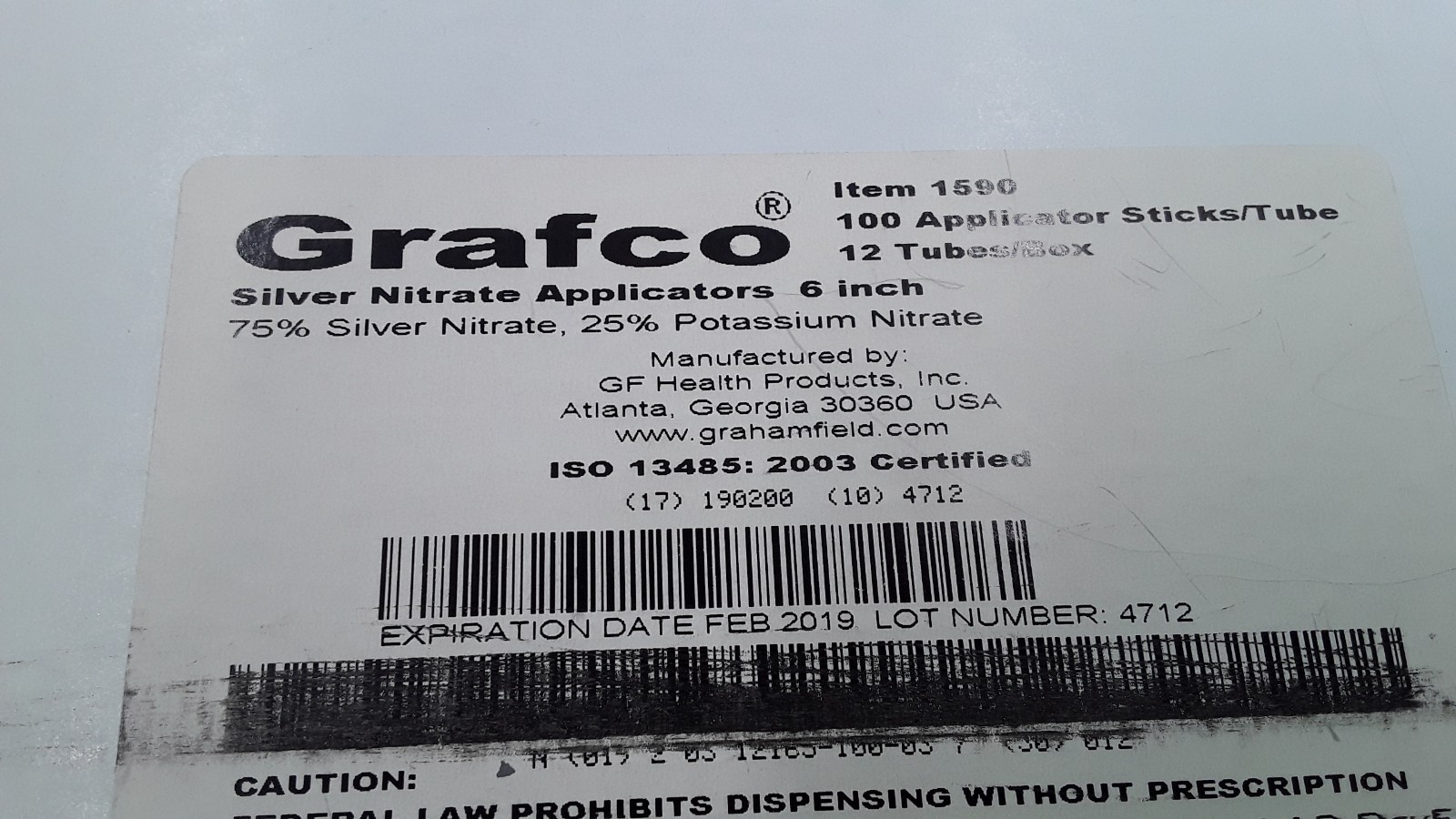 Grafco 100 Applicator 6″ Sticks/Tube 12 Tubes/box Item 1590 Expired.