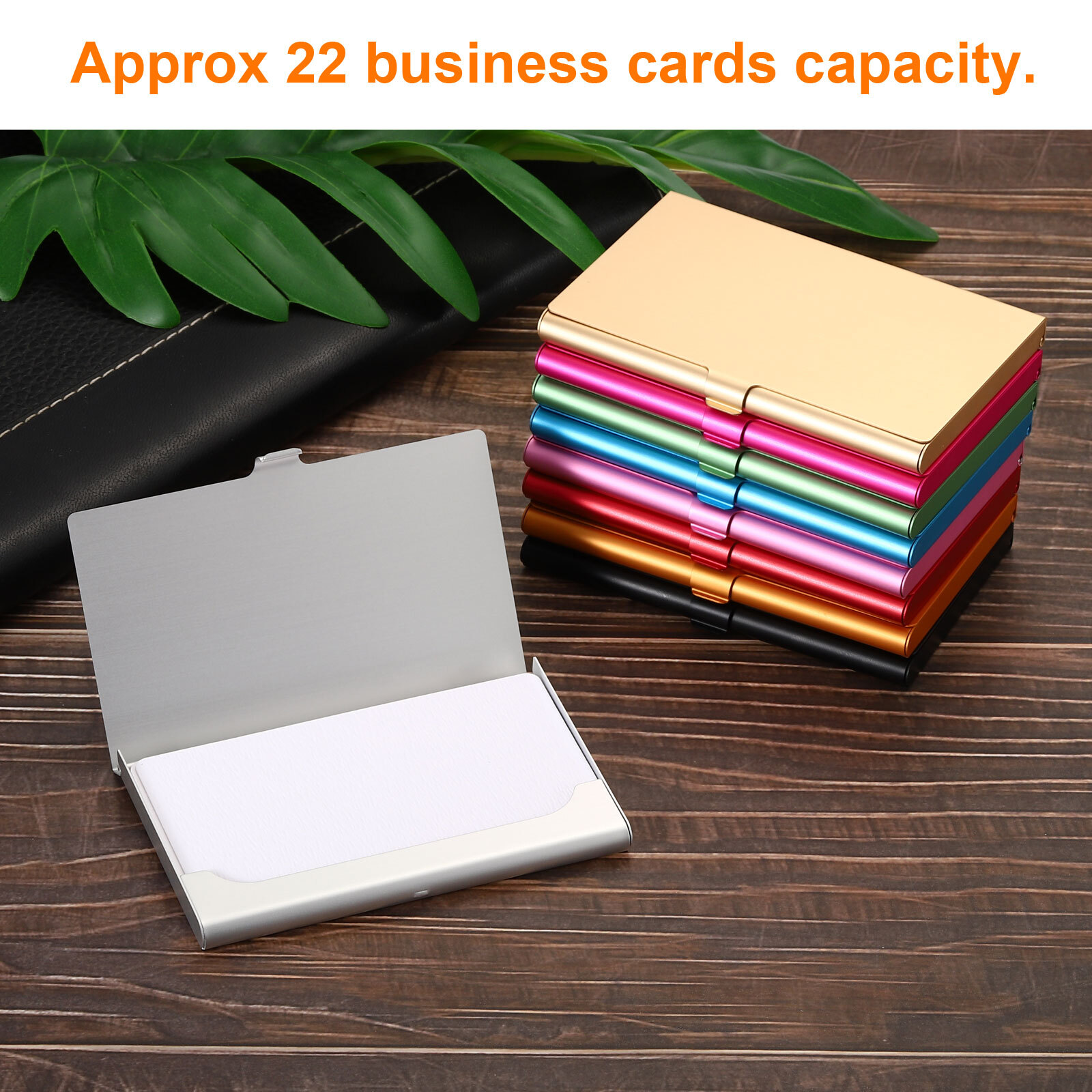 2Pcs Business Card Holder Aluminum Metal Professional Pocket Card Case Gold