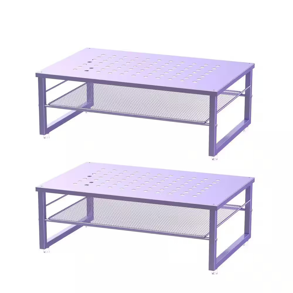 Purple 15.5 In. X 5.5 In. Metal Modern Desk Organizers with Storage Shelf, 2 Pac