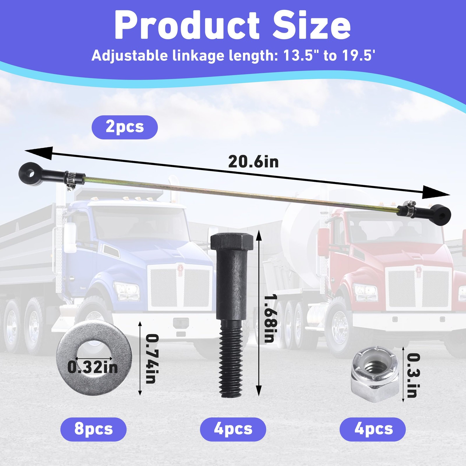 2-Pack Height Control Valve Adjustable Linkage Rod Kit 13.5-19.5″,Compatible …