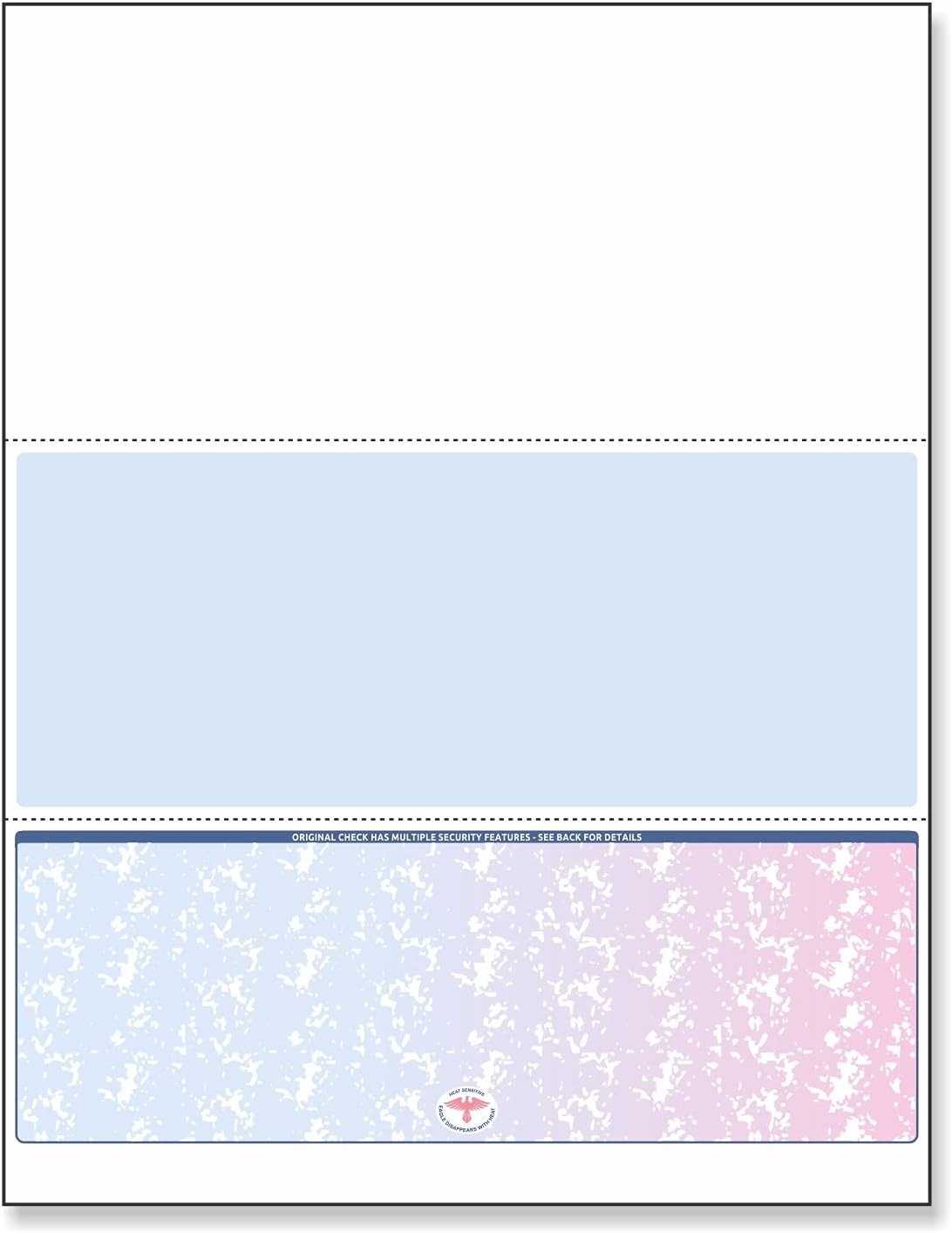 Blank Check Stock Laser/Ink-Jet 8-1/2 x 11″ 24# lb 500 Sheets Per Pack Red-Blue