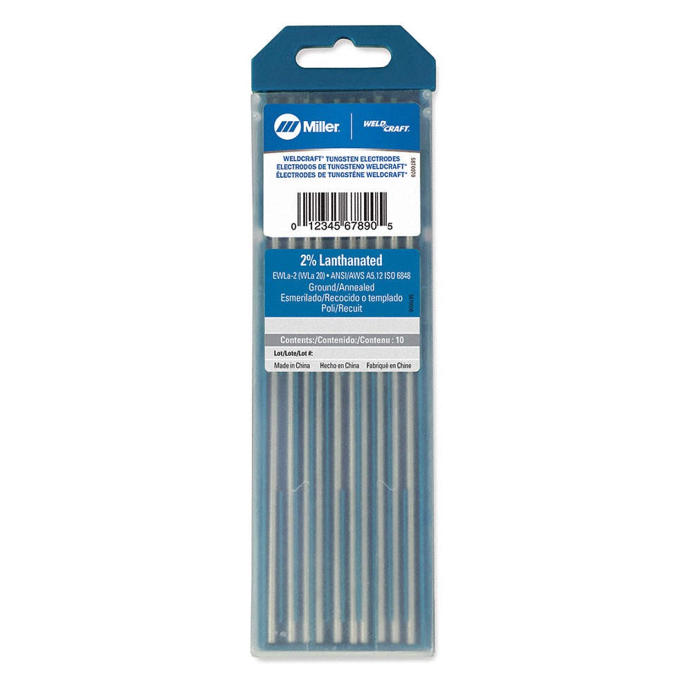 MILLER ELECTRIC WL2116X7 WELDCRAFT Blue Tungsten Electrode,PK10 22UM20