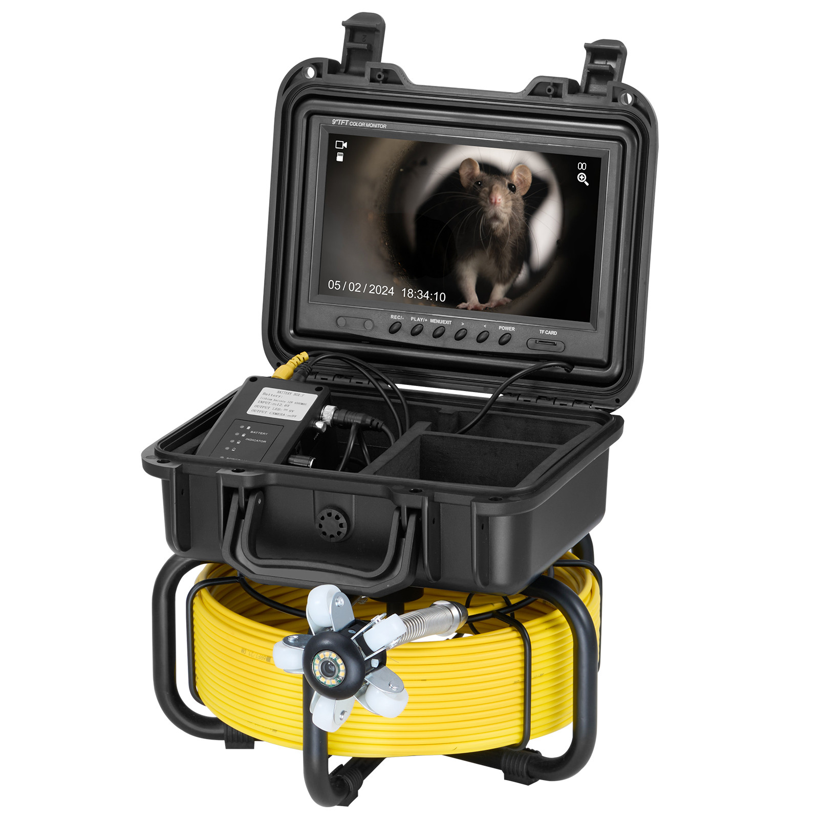 VEVOR Sewer Camera 165ft/50m Self-Leveling Drain Camera with 9″ Screen 36X Zoom