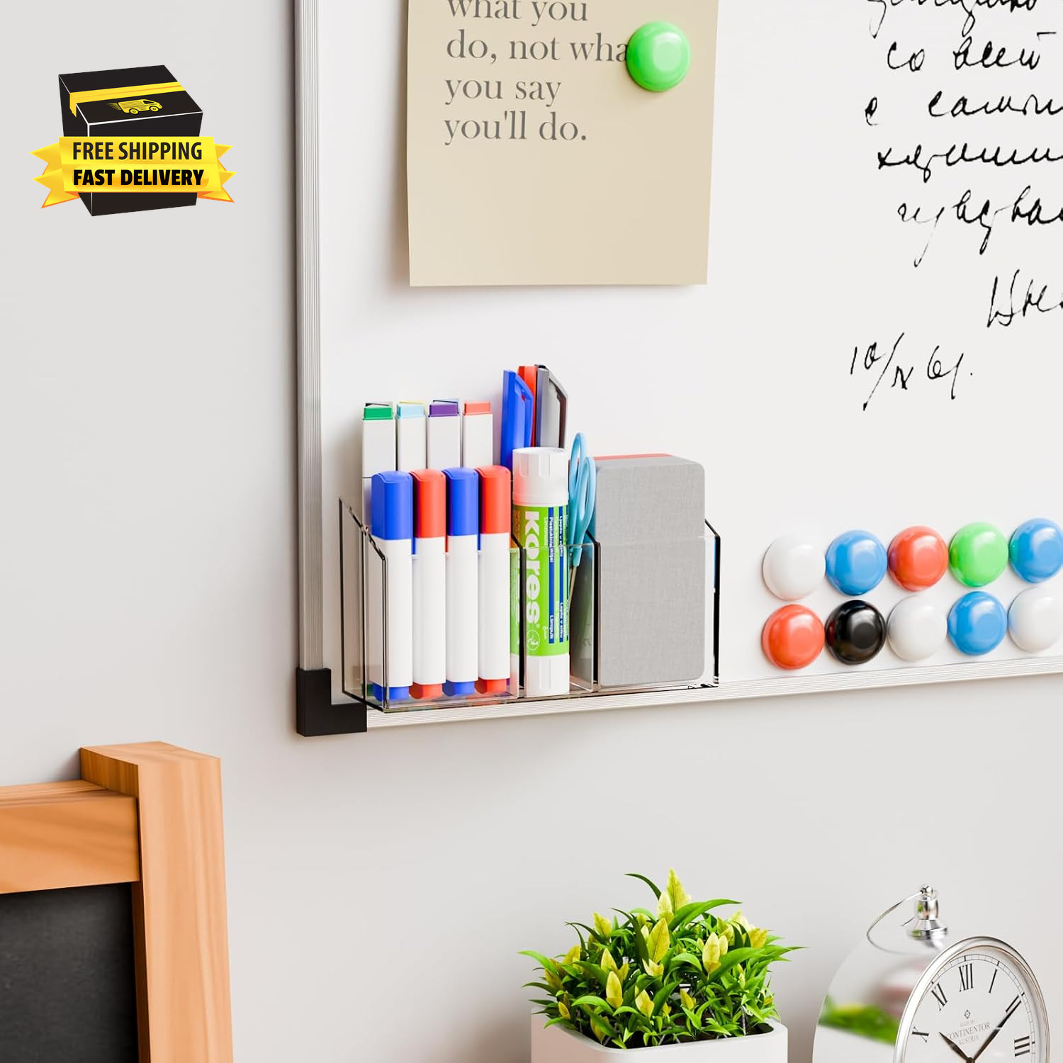 Clear Magnetic Dry Erase Marker Holder for Whiteboard,Expo,Refrigerator,Fridge,N