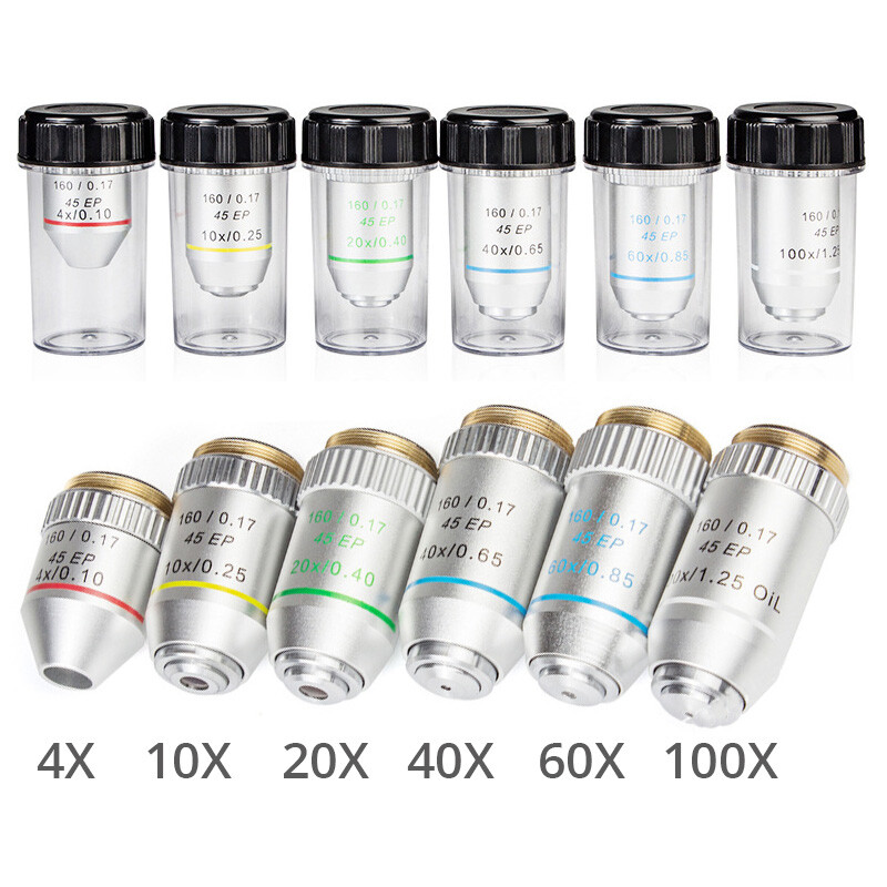 4X 10X 40X 100X Semi Plan Achromatic Objective Lens for Biological Microscope