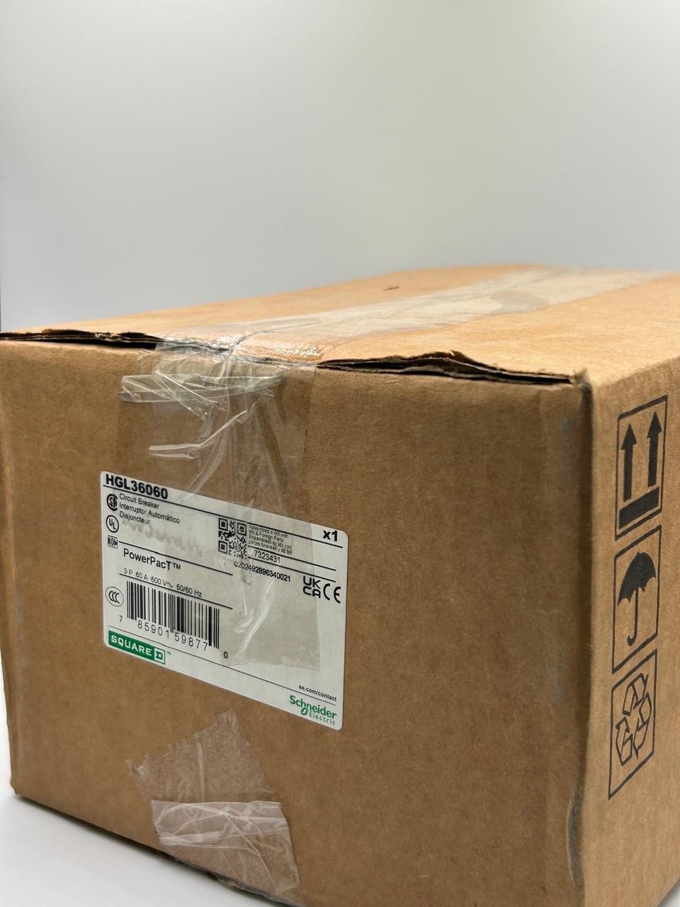 Square D HGL36060 Circuit Breaker – 60A, 3 pole, 600VAC, 18kA – Made in Mexico
