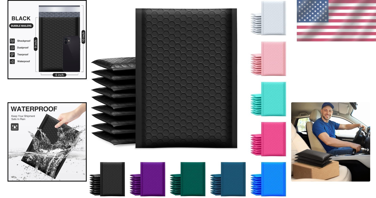 Black Bubble Mailers for Shipping 6×10 Inch 100 Pack