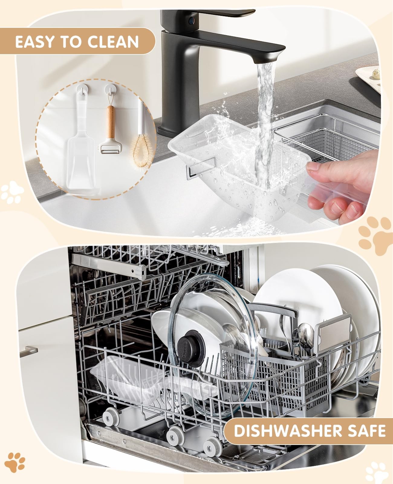 Aosnare 2-Pack Dog Food Scoop 1 Cup, Plastic Pet 9.65 inches, Transparent