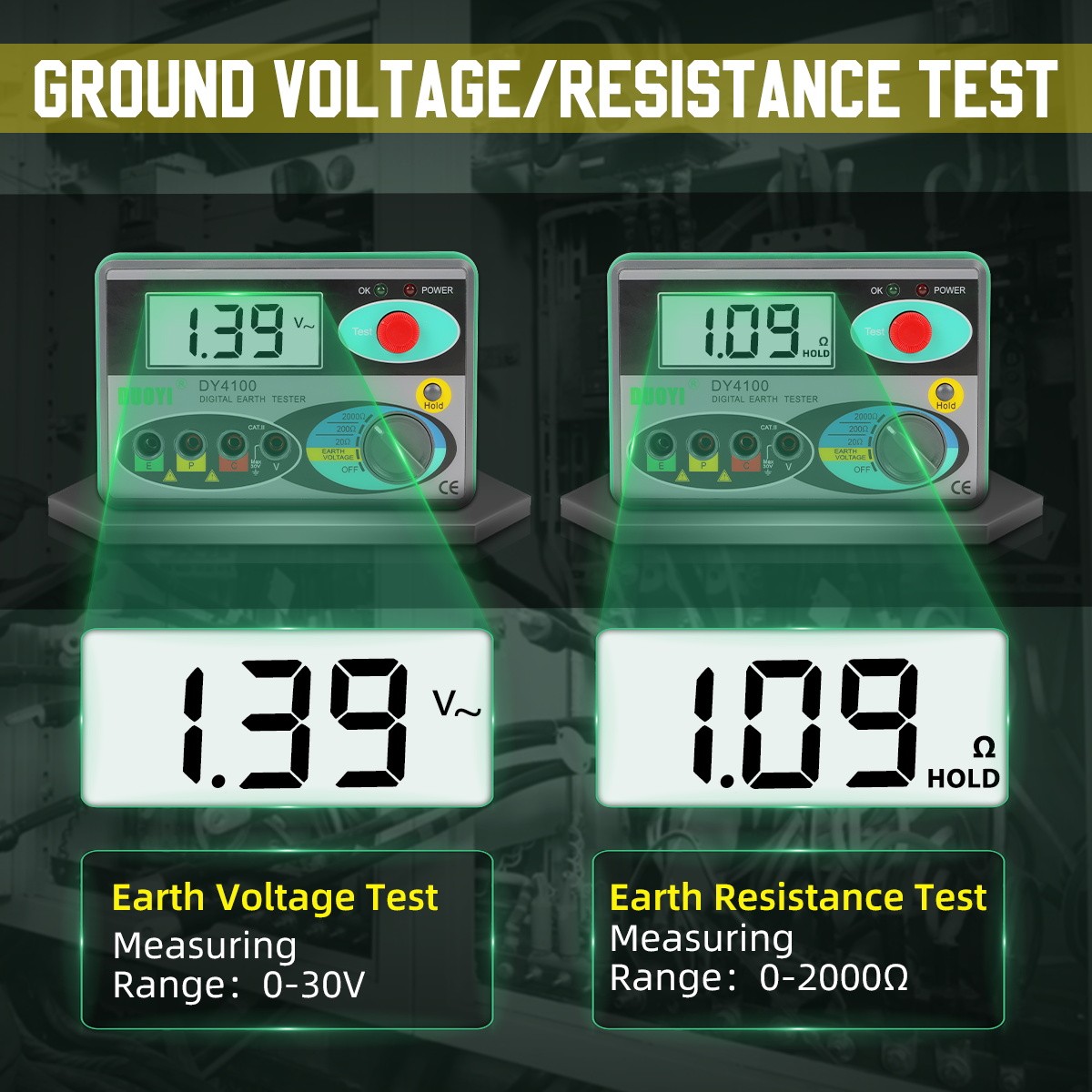 Digital Resistance Meter Megohmmeter Ground Earth Insulation Tester 0 – 2000 ohm