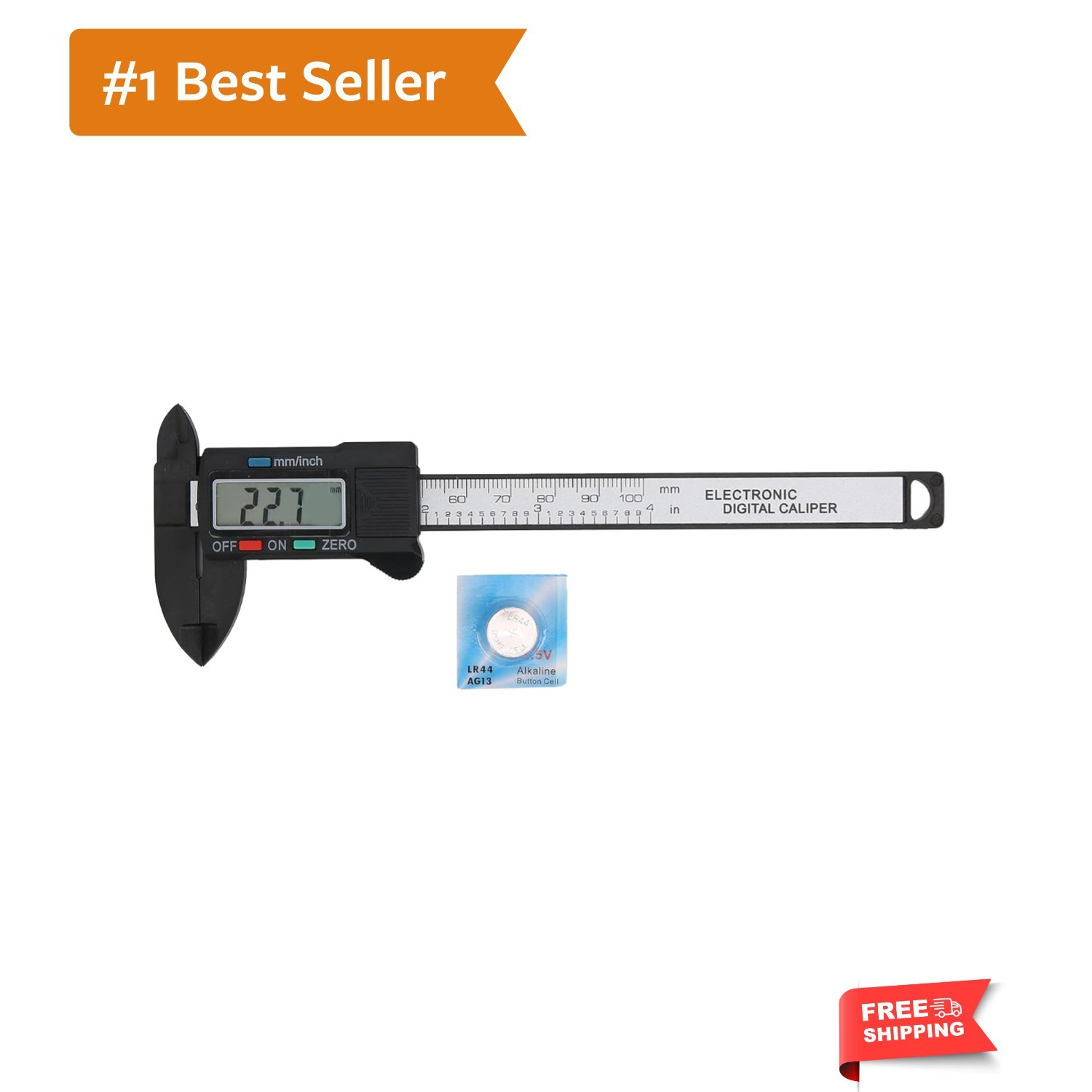 Electronic Digital Display Caliper, 0‑100mm/ 4in Lightweight Carbon Fiber Com…