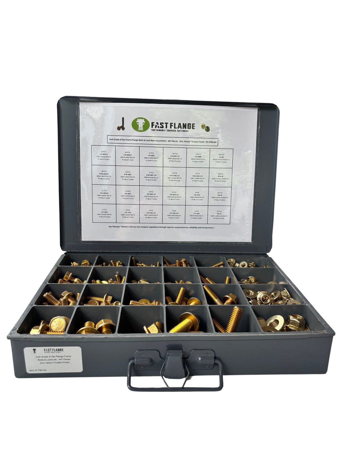 Grade 8 Hex Cap Flange Frame Bolt Zinc Yellow & Locking Flange Nuts Kit – 447 Pc