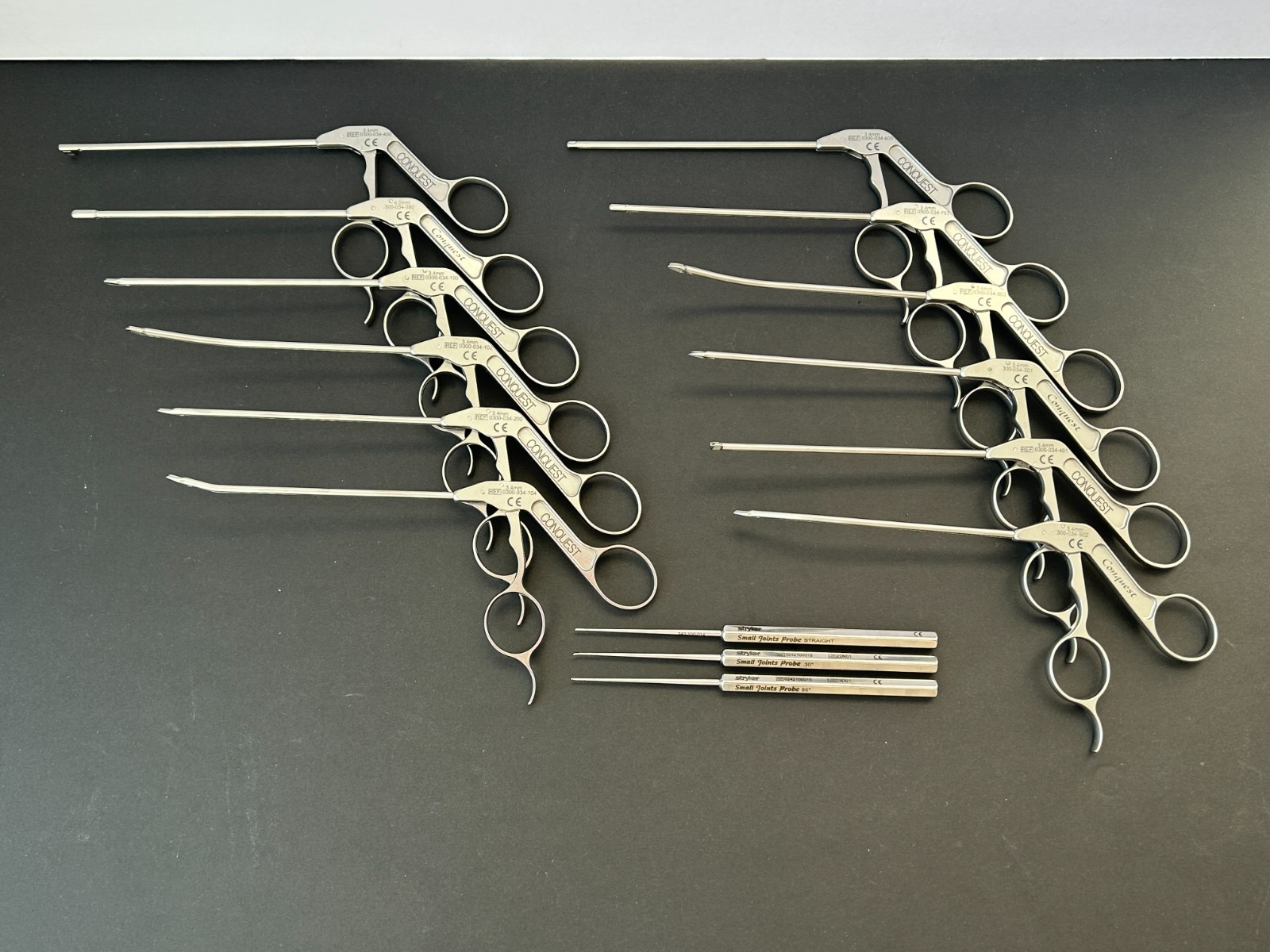 Stryker Conquest Set of 15 Arthroscopic Punches/Graspers/Probe W/ Tray Authentic