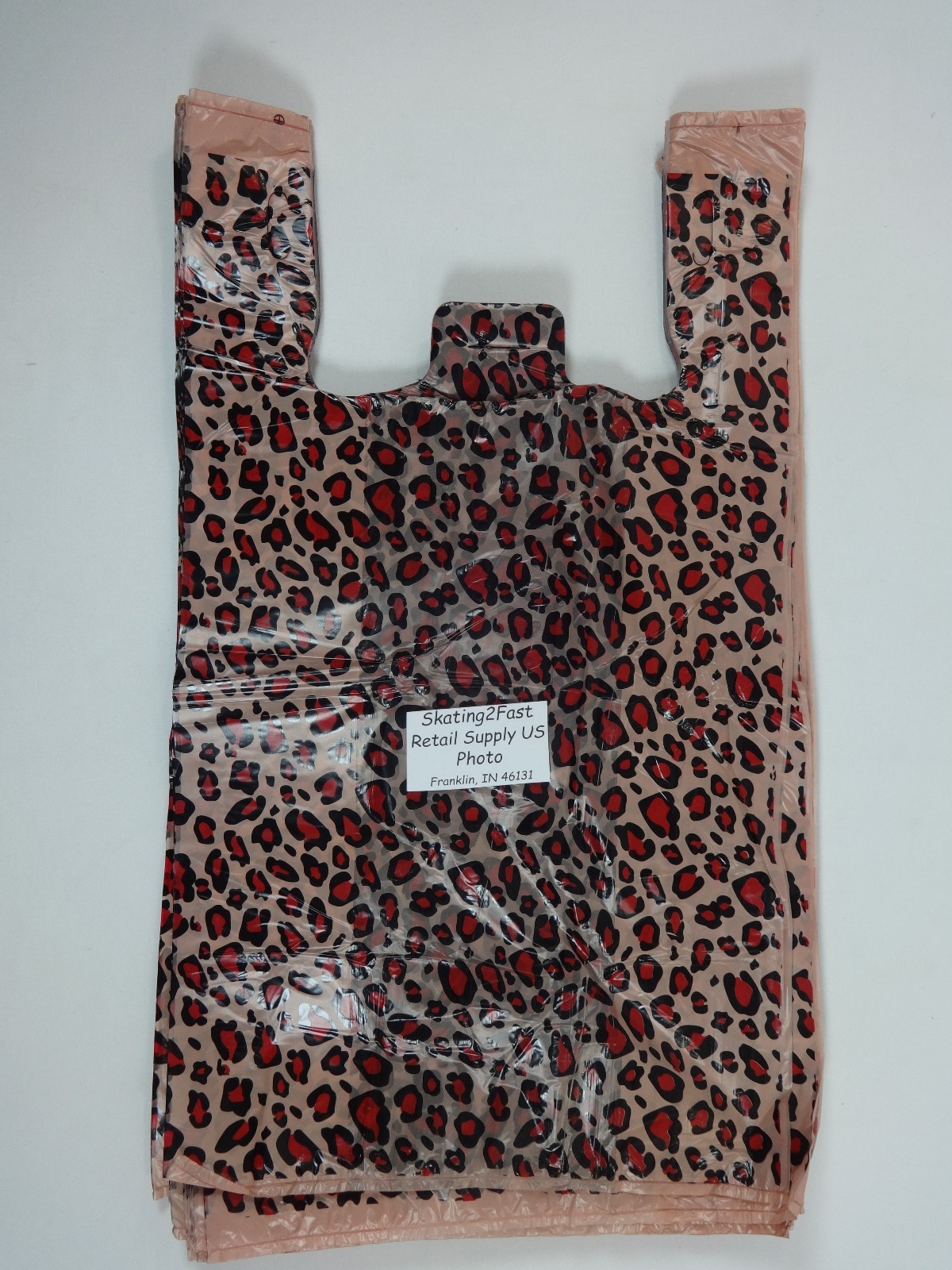T-Shirt Leopard Print Design Plastic Retail Shopping Bags Handles 11.5″ x6″ x21″