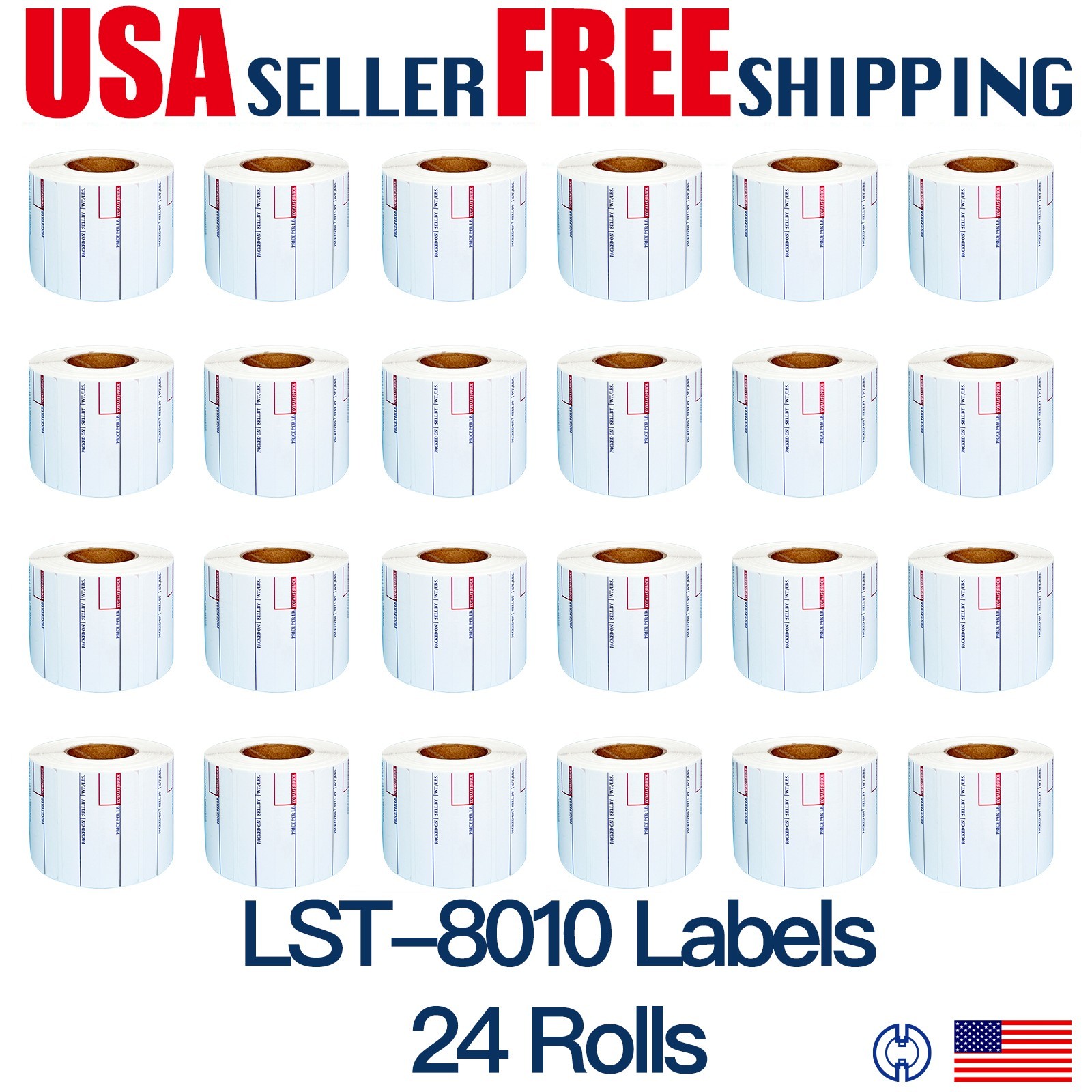 CAS LST-8010 Printing Scale Label, 58 x 40 mm, UPC 24 Rolls Per Case Box