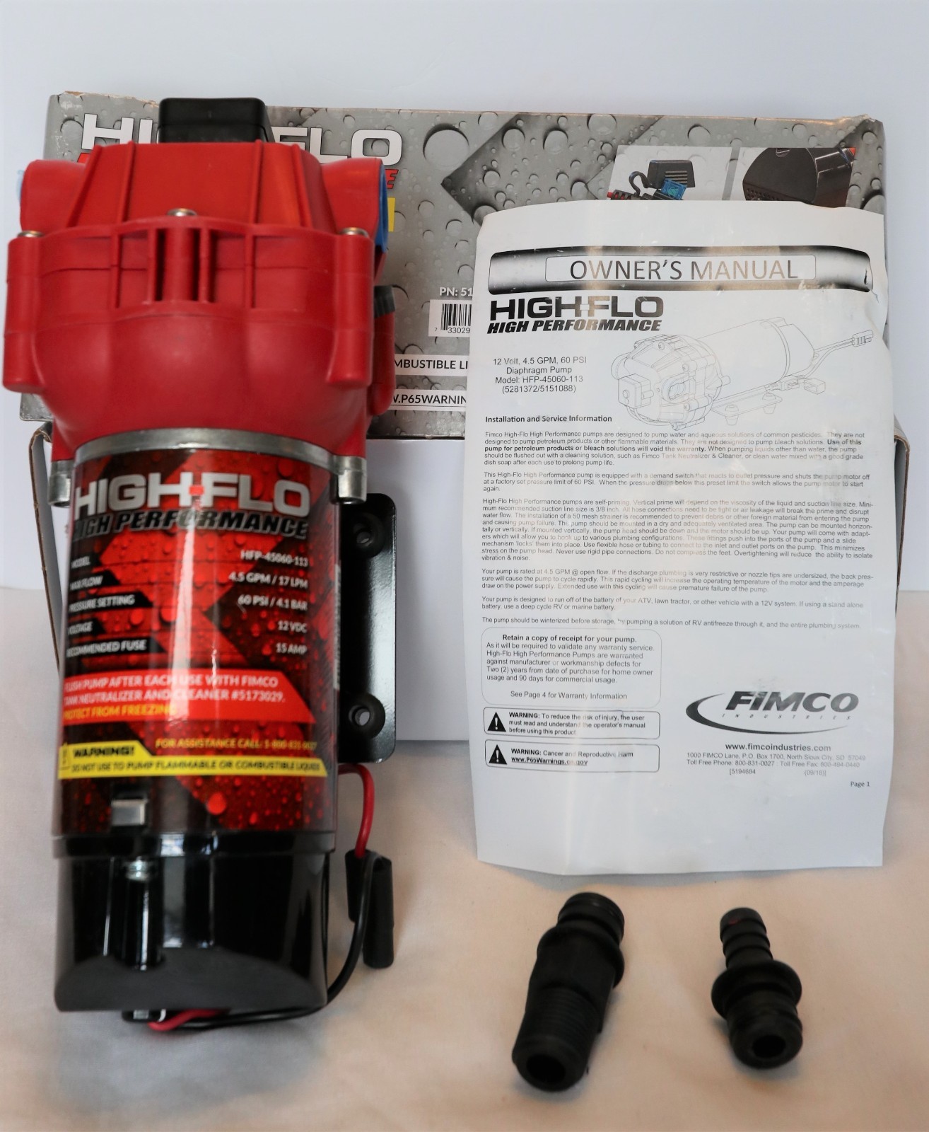 HIGH-FLO #5151088 Diaphragm Pump, 12Vdc, 4.5 Gpm Max. Flow