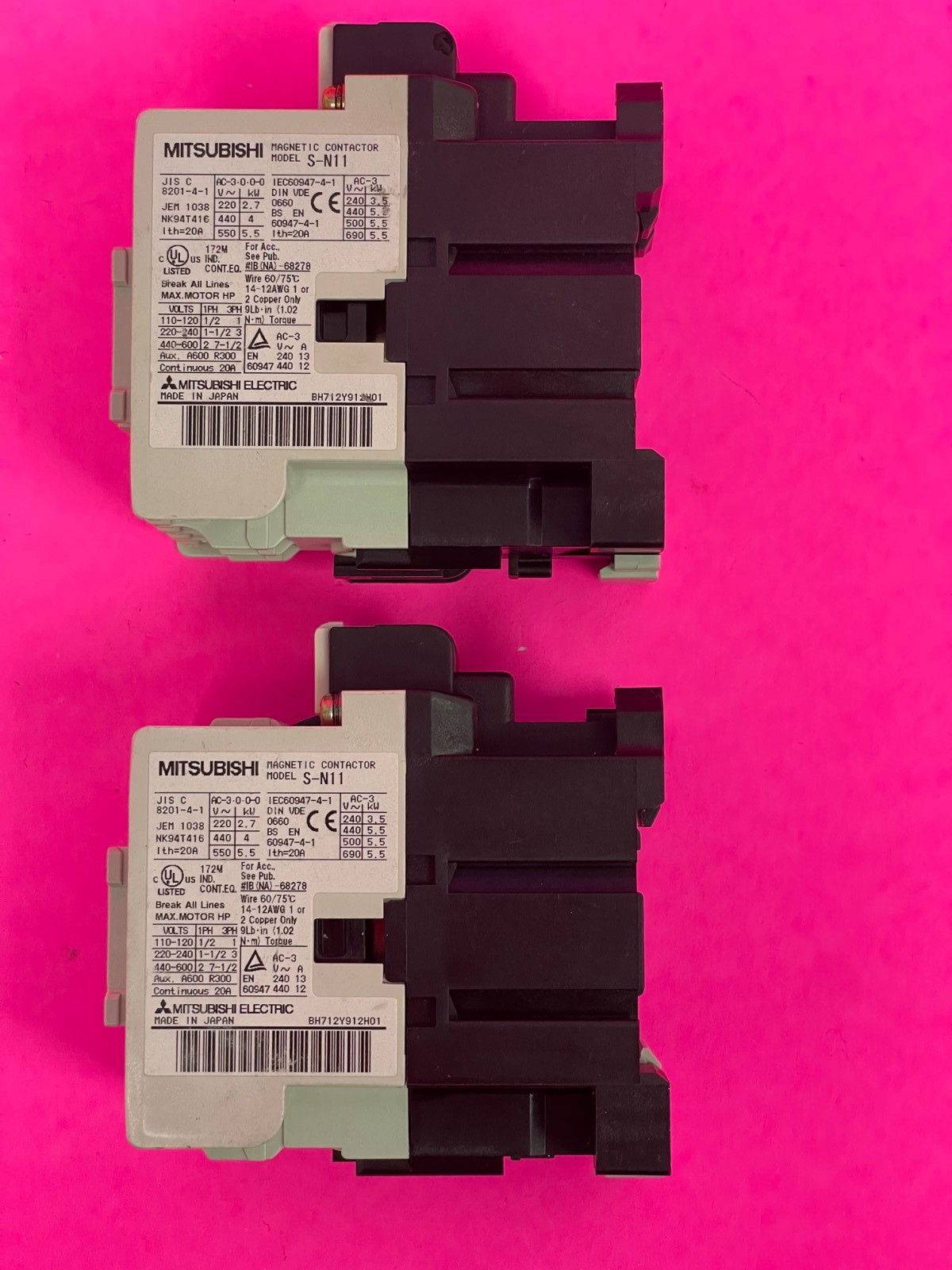 Mitsubishi S-N11 Magnetic Contactor 110/120V 50 Hz, 115/120V 60 Hz [Lot of 2]