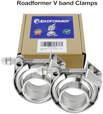 2.25 Inch V Band Clamp Kit with Male Female Flanges, 2 Pack Quick Release Stainl