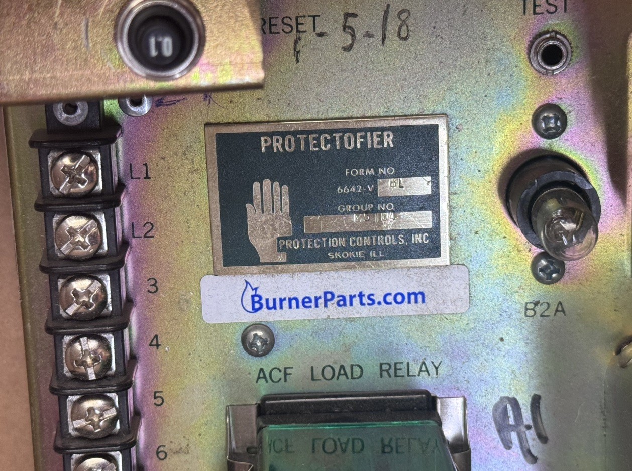 (4 ) Protection Controls PROTECTOFIER. ACF RELAY, SS 100 A FLAME PAK, and S93CP.
