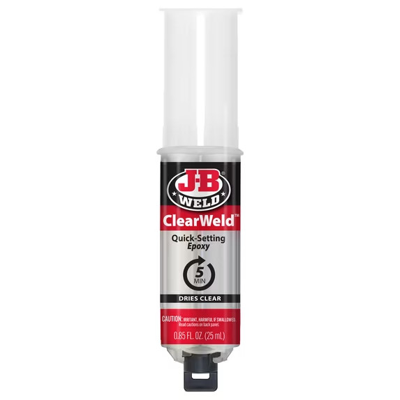 J-B Weld 50112 5 Minute Epoxy Syringe, Clear, 25ml Fast-Setting