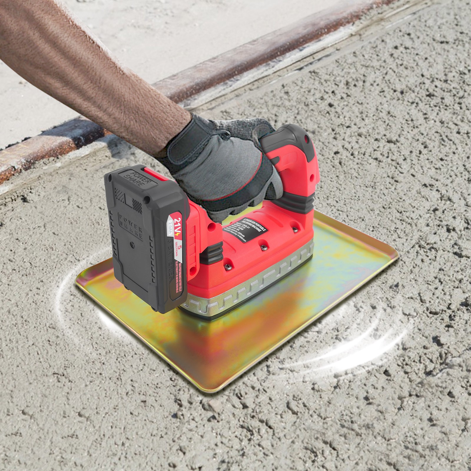 Cordless Concrete Flat Plate Vibrator – Lightweight & Efficient Troweling Tool.