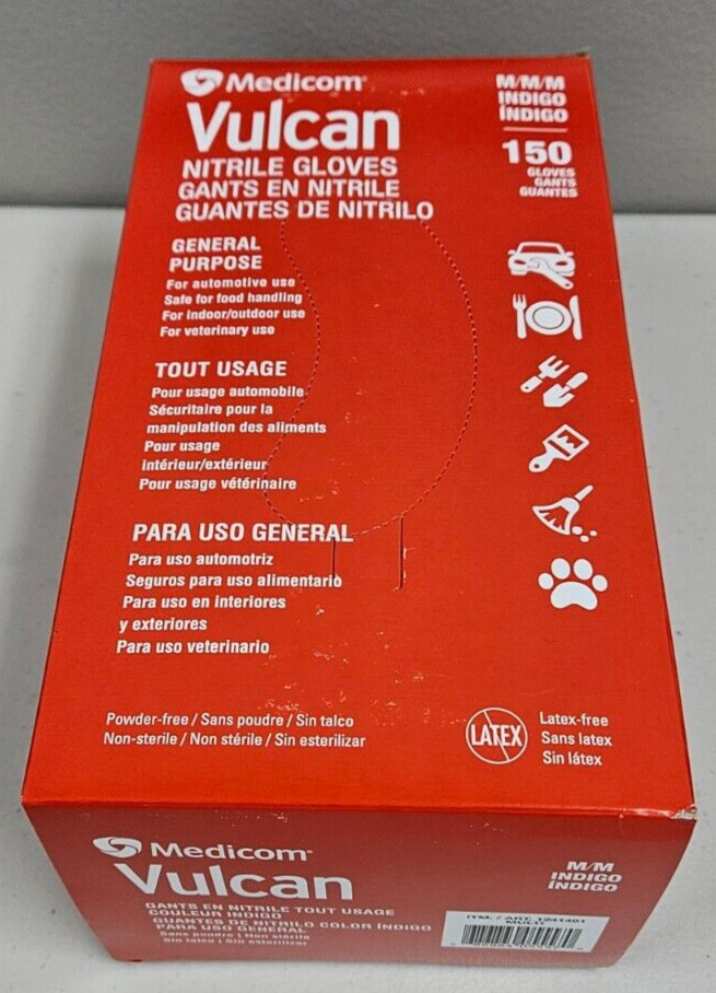 Medicom Vulcan Nitrile Glove Gant General Purpose MEDIUM 150 Automotive MED MD M