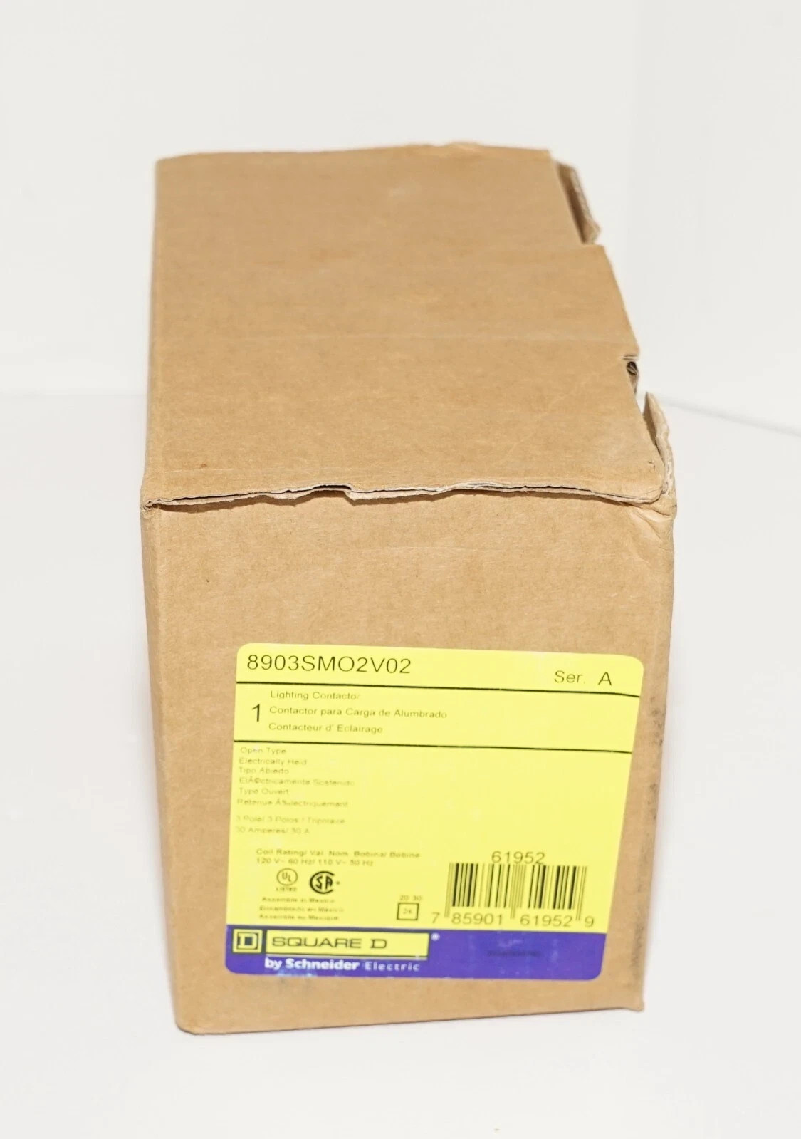 SQUARE D 8903SMO2V02 120VAC ELECTRICALLY HELD LIGHTING CONTACTOR 3POLE 30A TYPES