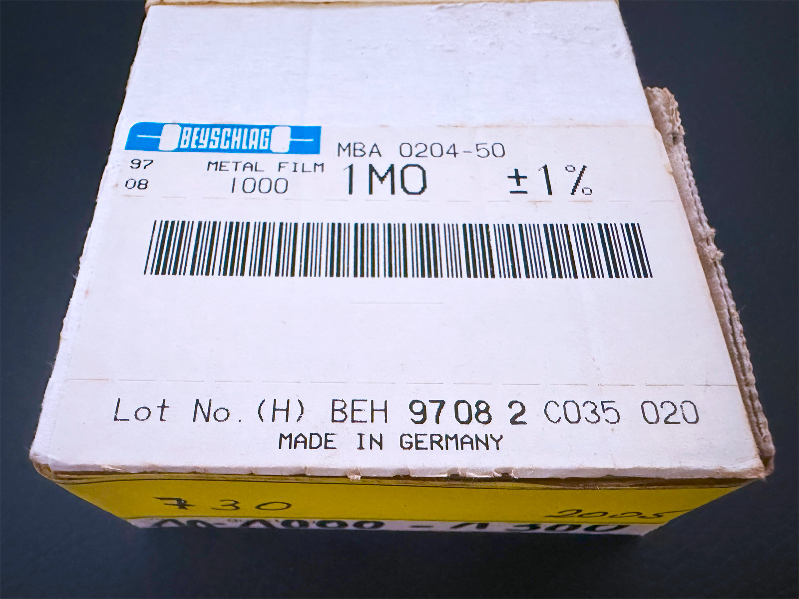 50PCS MBA 0204-50 1M0 1% Beyschlag Metal Film Leaded Resistor 1MOhm 0.4W