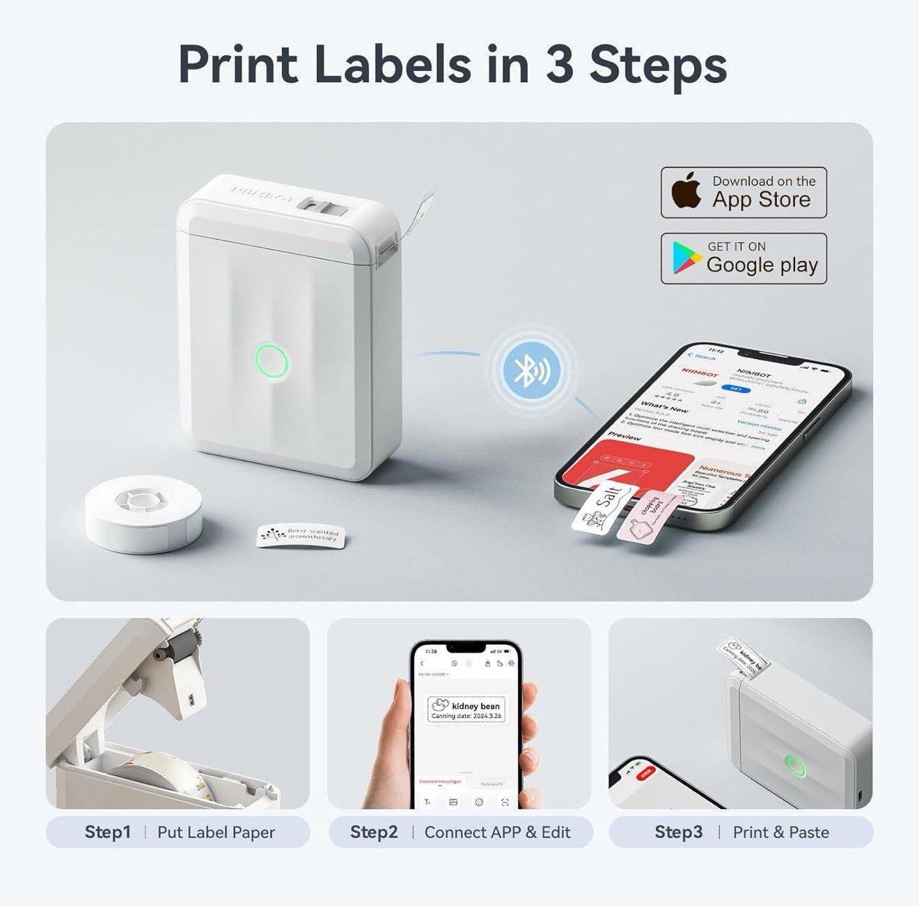 New NIIMBOT D110 Label Maker Machine Portable Bluetooth Thermal Sticker Labeler