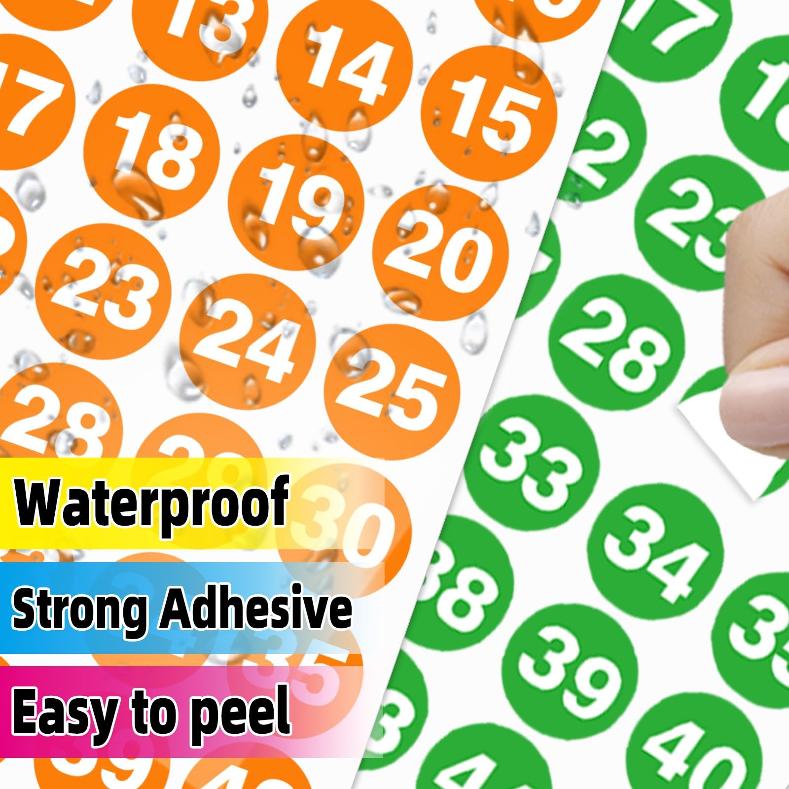 Consecutive Number Labels Stickers, 1600 Pcs 1″ Colored 1 inch, 8 Colors