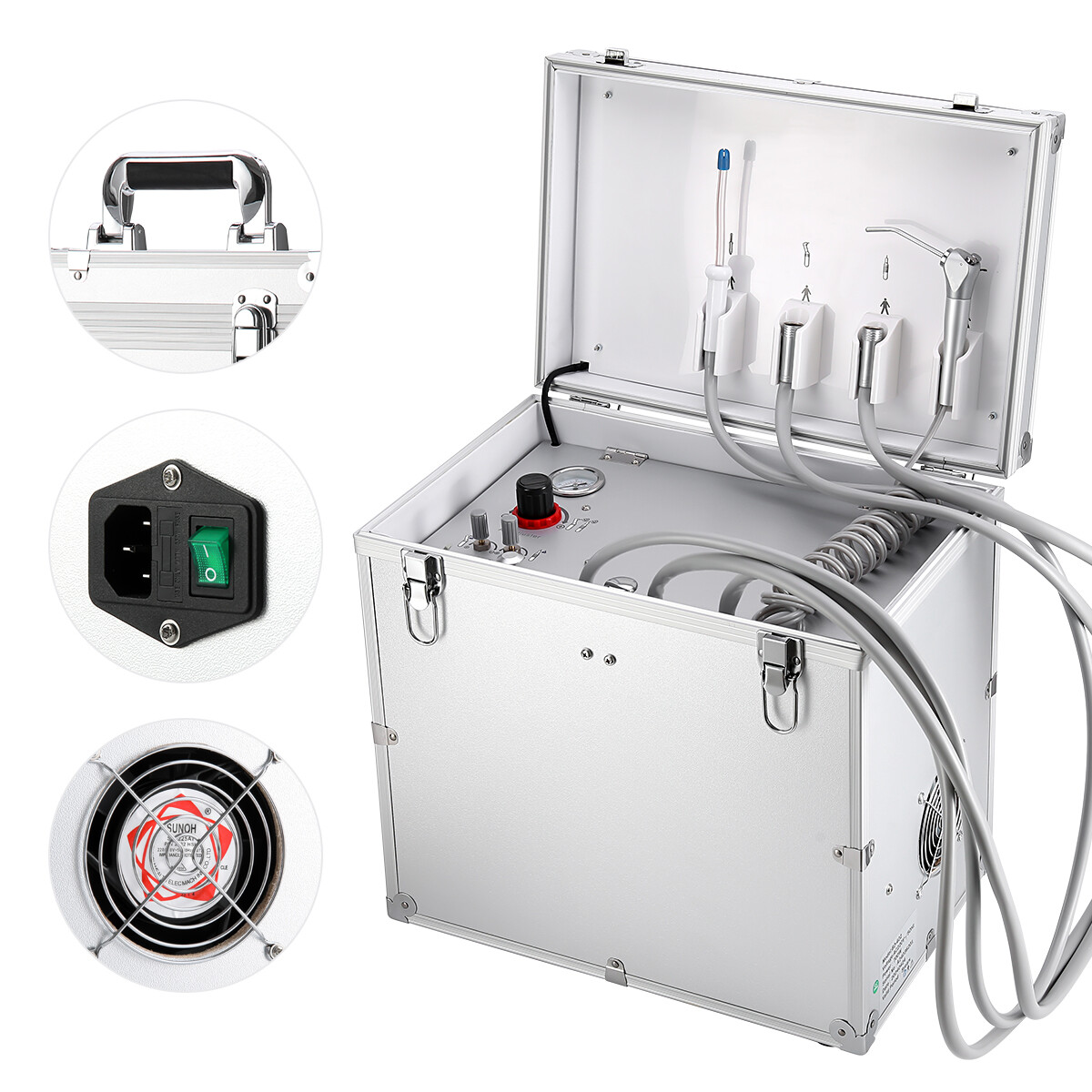 Portable Dental Delivery Unit Suction Air Compressor Rolling Case 4hole / Cart