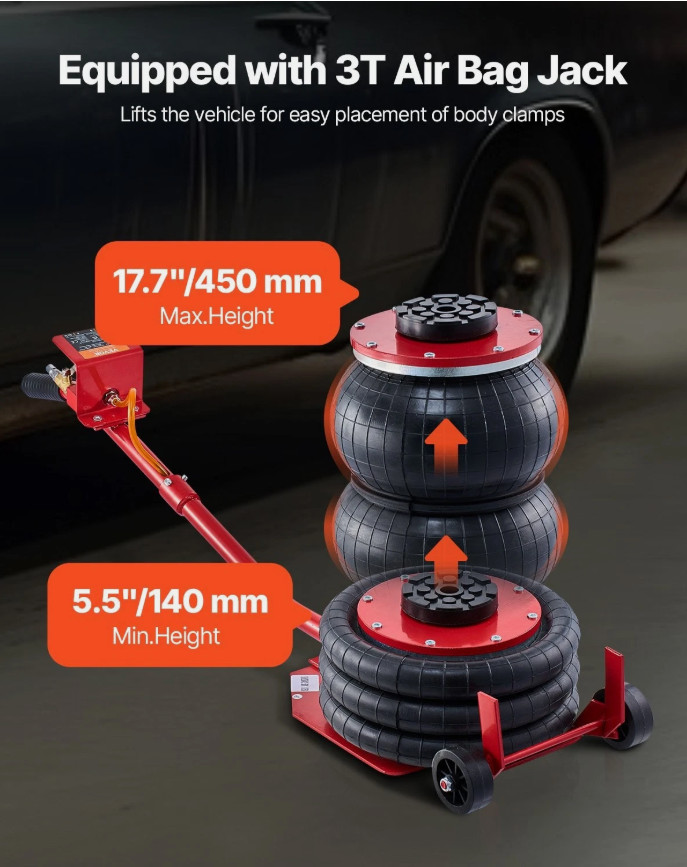 Auto Body Frame Puller Straightener 6T Car Frame Machine 3T Airbag Jack