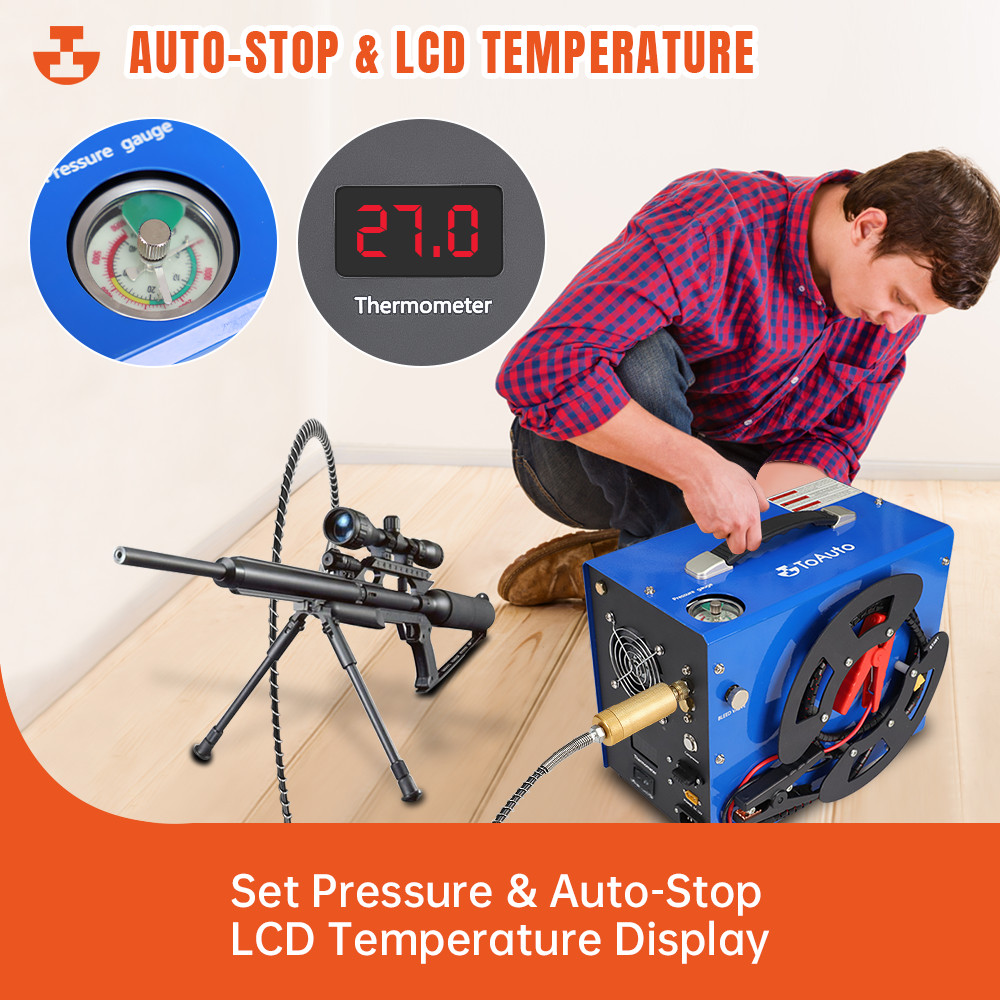 TOAUTO 30Mpa Auto Stop Electric PCP Pump Air Compressor 4500Psi 12V/110V/220V