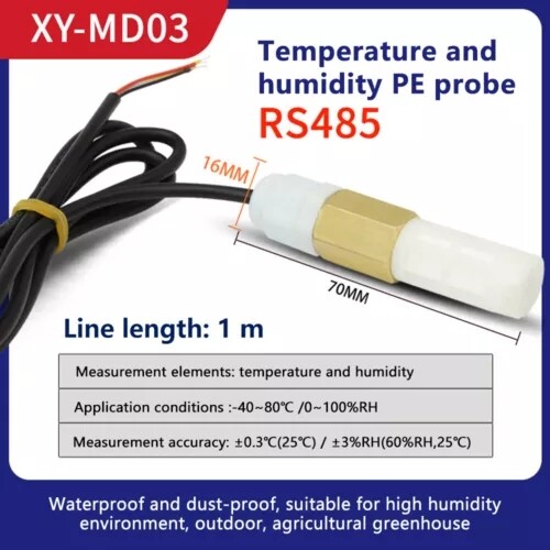 DC5-28V Temperature & Humidity Sensor Waterproof Probe RS485 For MODBUS RTU NEW
