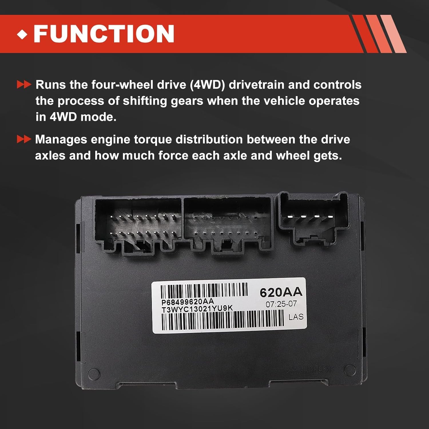Transfer Case Controller Module 68499620AB for Jeep Grand Cherokee 2021, WK 2022