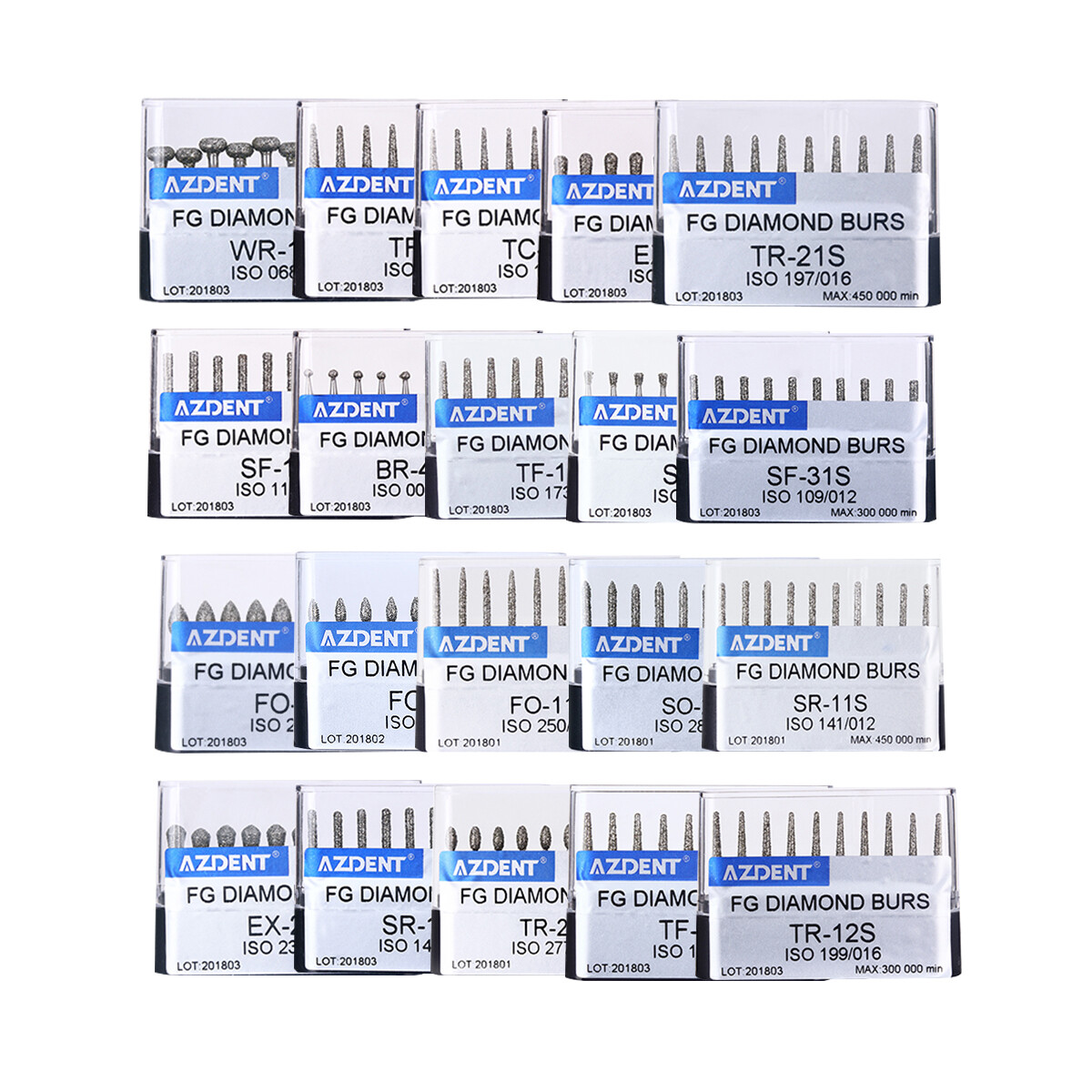 AZDENT Dental Diamond Burs Super Coarse FG Bur Black for High Speed Handpiece US
