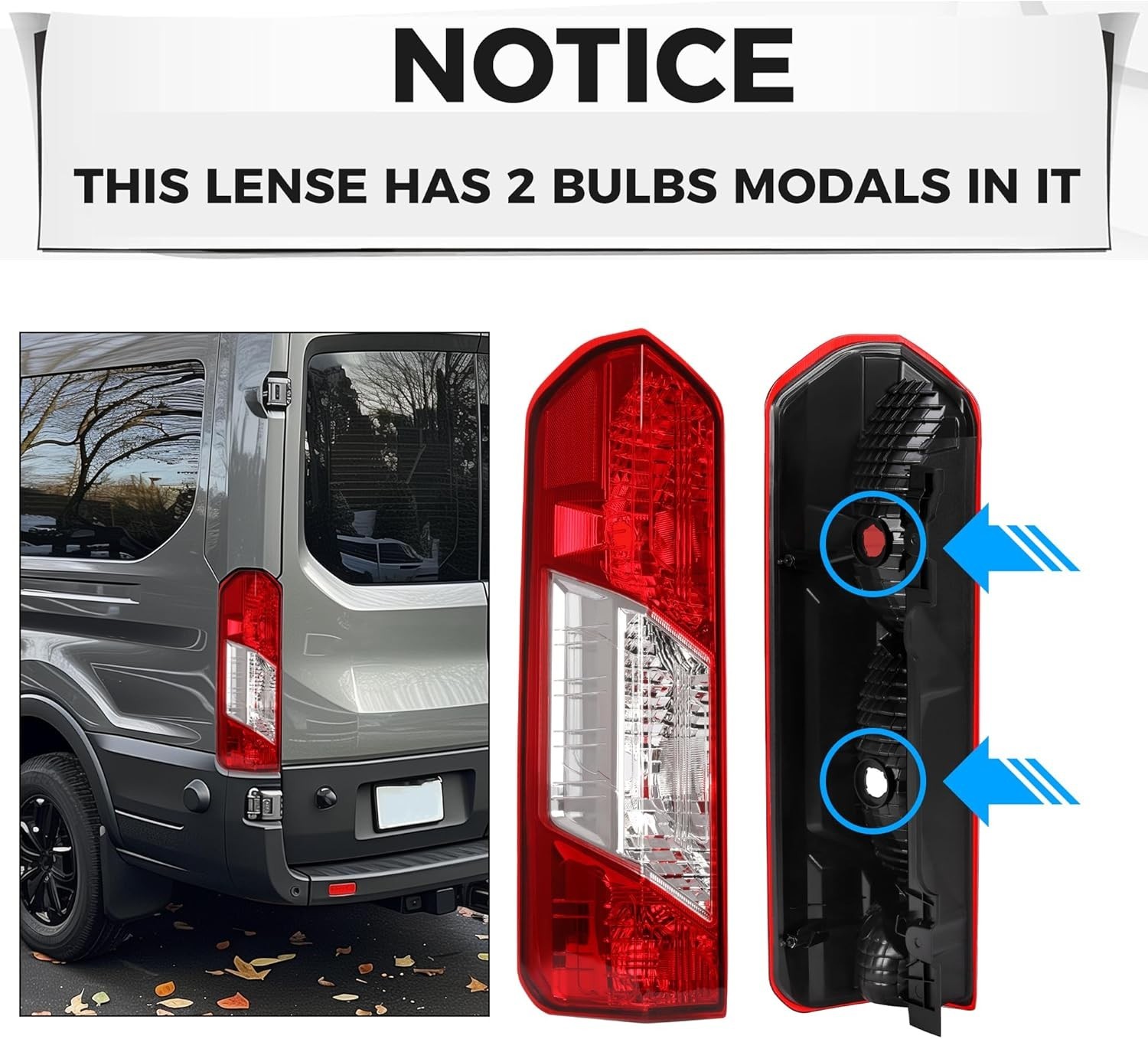 LH Tail Light Assembly For 2015-2024 Ford Transit 150 250 350 350HD Rear Lamp