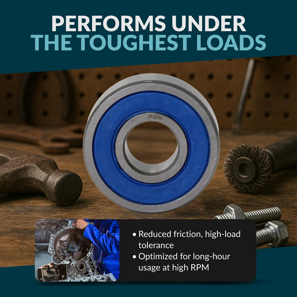 PGN (10 Pack) R8-2RS Bearing – Lubricated Chrome Steel Sealed Ball Bearing – 1/2