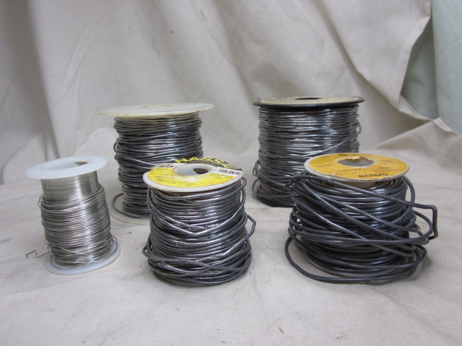 vintage 10+ pounds ROSIN SOLDER Lot NASSAU Water White Core + solder rolls roll