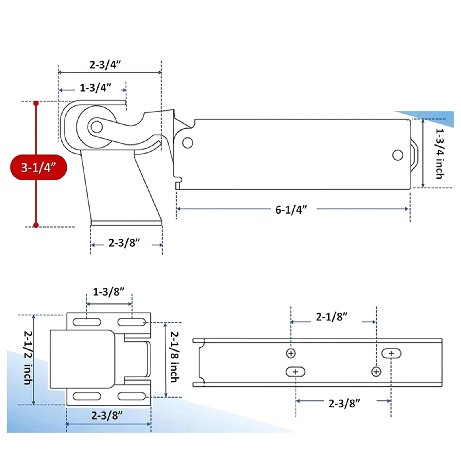 Kason 1094 SureClose Hydraulic Door Closer Flush To 3/4 Inch Hook