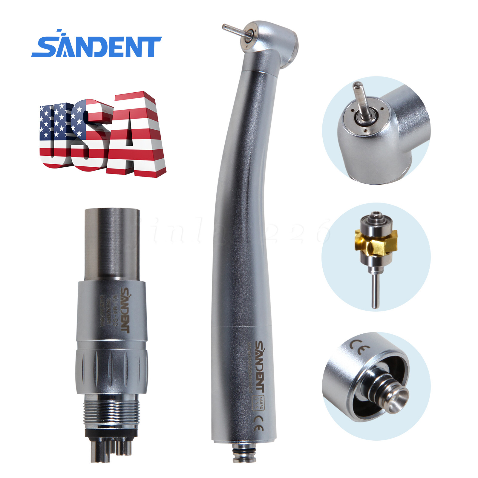 1-10* NSK Style Dental High Speed Handpiece Turbine with 4 Holes Quick Coupler